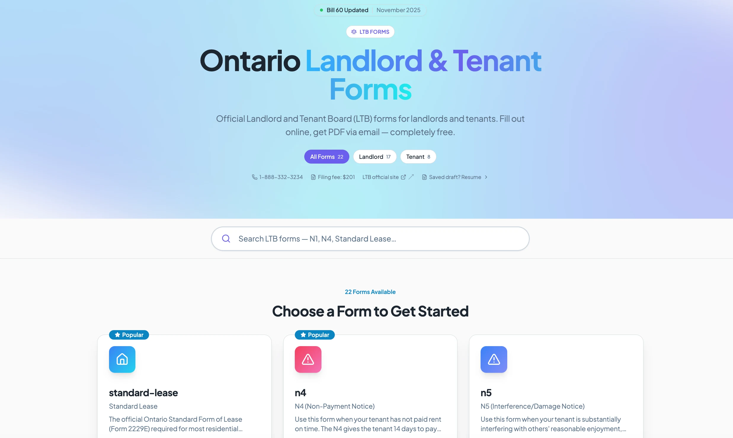 LTB forms library
