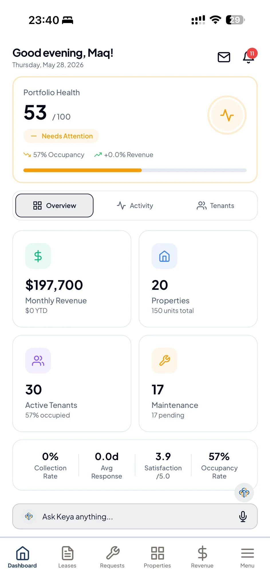 Tenon10 mobile — landlord home